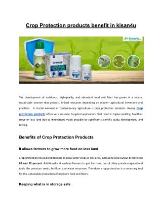Crop Protection products benefit in kisan4u
