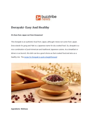 Dorayaki- Easy And Healthy