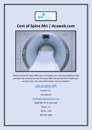 Cost of Spine Mri | Acaweb.com