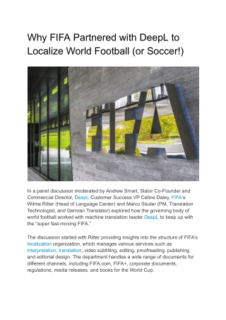 Why FIFA Partnered with DeepL to Localize World Football