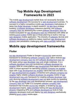 Top Mobile App Development Frameworks In 2023