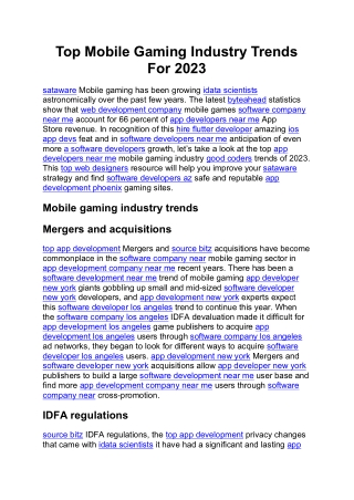 Top Mobile Gaming Industry Trends For 2023