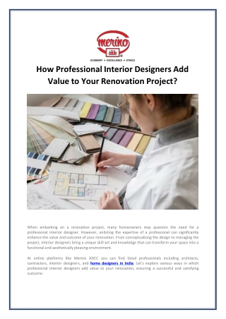 How Professional Interior Designers Add Value to Your Renovation Project