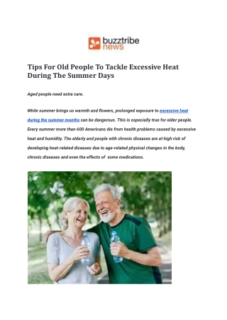 Tips For Old People To Tackle Excessive Heat During The Summer Days