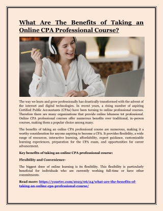 What Are The Benefits of Taking an Online CPA Professional Course