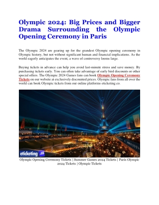 Olympic 2024 Big Prices and Bigger Drama Surrounding the Olympic Opening Ceremony in Paris