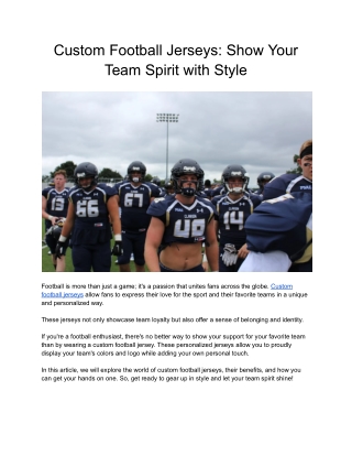 Custom Football Jerseys_ Show Your Team Spirit with Style