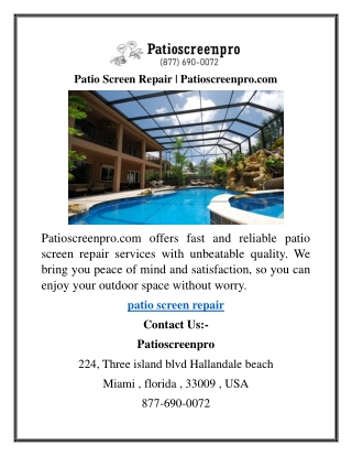 Patio Screen Repair  Patioscreenpro