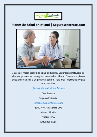 Planes de Salud en Miami | Segurosenterate.com