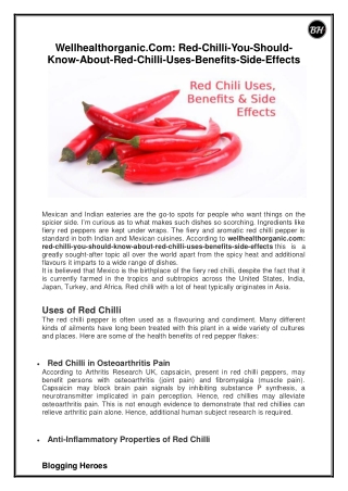 Red Chilli – Uses, Benefits & Side Effects