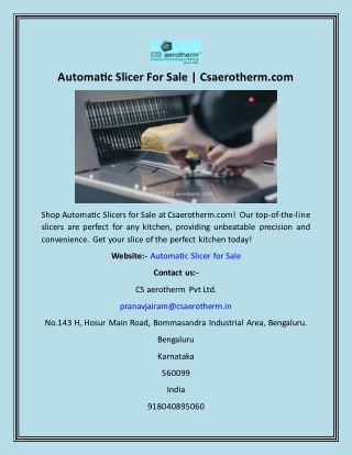 Automatic Slicer For Sale  Csaerotherm