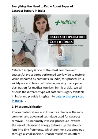 Everything You Need to Know About Types of Cataract Surgery in India