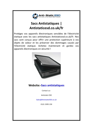 Sacs Antistatiques  Antistaticesd.co.uk fr