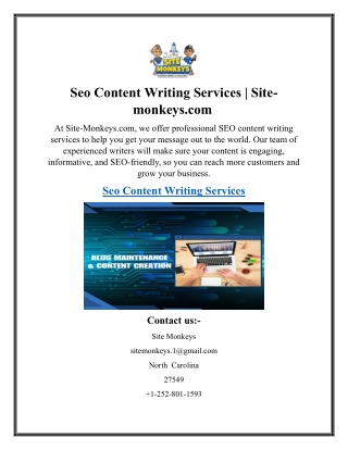 Seo Content Writing Services  Site-monkeys