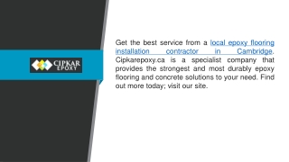 Local Epoxy Flooring Installation Contractor In Cambridge Cipkarepoxy.ca