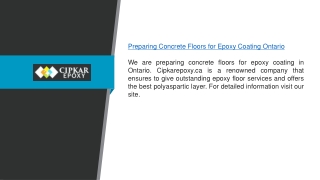 Preparing Concrete Floors For Epoxy Coating Ontario Cipkarepoxy.ca