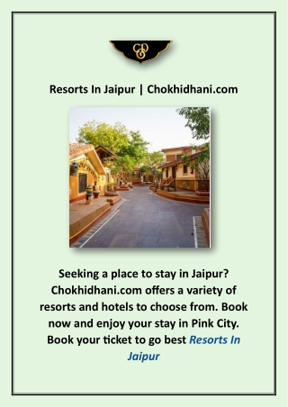 Resorts In Jaipur | Chokhidhani.com