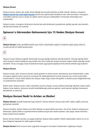 Yeni Nesil Skolyoz Korsesi İçin Gelişmiş Kılavuz