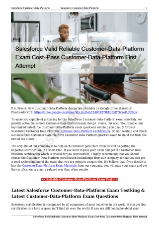 Salesforce Valid Reliable Customer-Data-Platform Exam Cost–Pass Customer-Data-Platform First Attempt