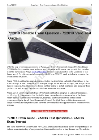 72201X Reliable Exam Question - 72201X Valid Test Guide