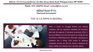 TOP 10 CA FIRMS IN BHOPAL - MILIND NYATI & CO