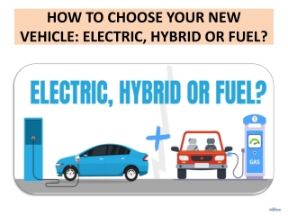 HOW TO CHOOSE YOUR NEW VEHICLE  ELECTRIC, HYBRID OR FUEL