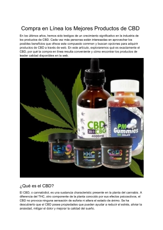 Compra en Línea los Mejores Productos de CBD