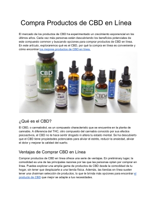 Compra Productos de CBD en Línea