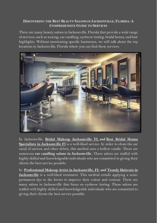 DISCOVERING THE BEST BEAUTY SALONS IN JACKSONVILLE, FLORIDA A COMPREHENSIVE GUIDE TO SERVICES