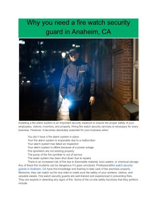 Why you need a fire watch security guard in Anaheim, CA