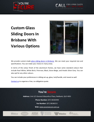Custom Glass Sliding Doors In Brisbane With Various Options