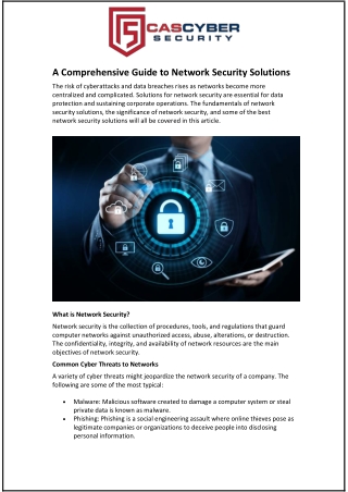 A Comprehensive Guide to Network Security Solutions
