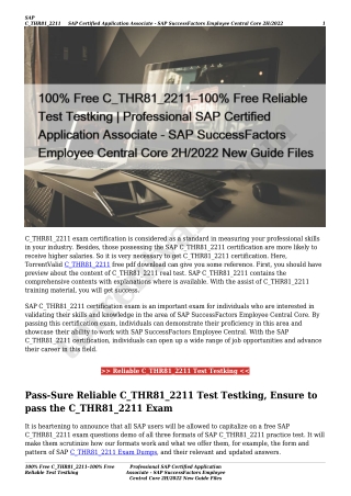 100% Free C_THR81_2211–100% Free Reliable Test Testking | Professional SAP Certified Application Associate - SAP Success