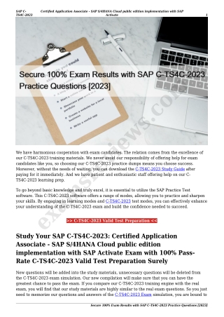 Secure 100% Exam Results with SAP C-TS4C-2023 Practice Questions [2023]