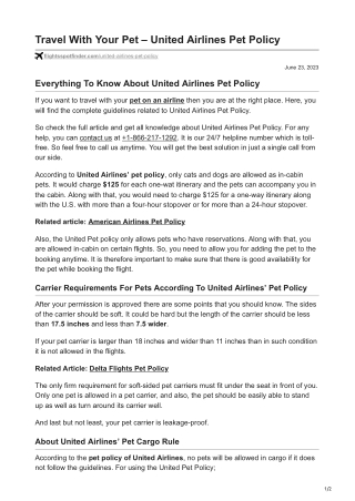 Travel With Your Pet  United Airlines Pet Policy