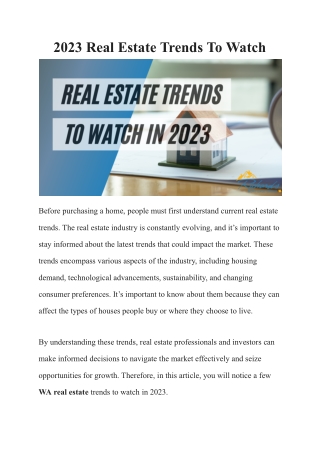 2023 Real Estate Trends To Watch