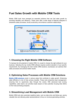 Fuel Sales Growth with Mobile CRM Tools