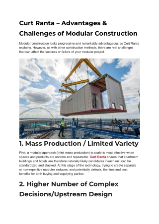 Modular Construction In Quality Control