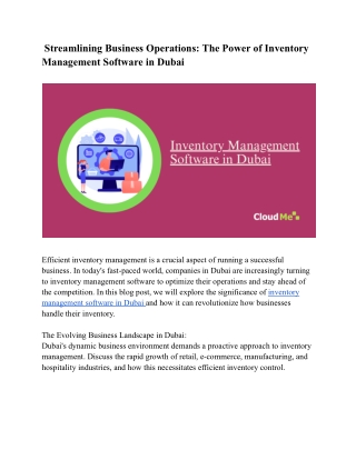 Streamlining Business Operations_ The Power of Inventory Management Software in Dubai