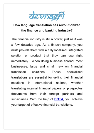 How language translation has revolutionized the finance and banking industry?