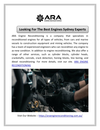 Looking For The Best Engines Sydney Experts