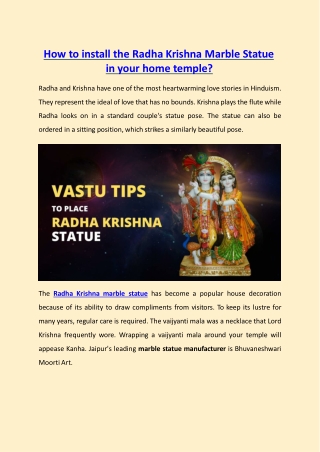 How to install the Radha Krishna Marble Statue in your home temple?