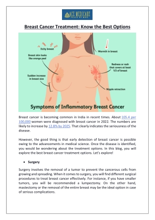 Breast Cancer Treatment: Know the Best Options