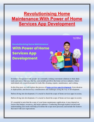 Revolutionising Home Maintenance With Power of Home Services App Development