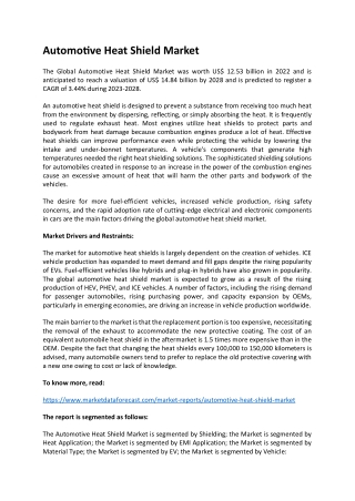 Automotive Heat Shield Market