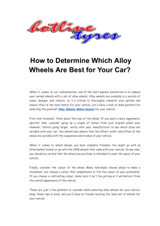 How to Determine Which Alloy Wheels Are Best for Your Car