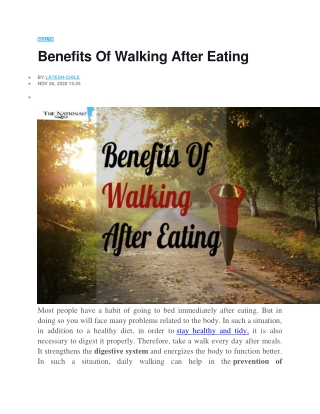 Benefits Of Walking After Eating