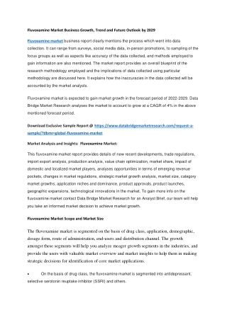 Fluvoxamine Market Business Growth, Trend and Future Outlook by 2029