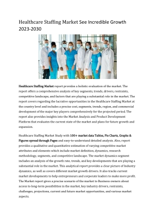 Healthcare Staffing Market See Incredible Growth 2023-2030