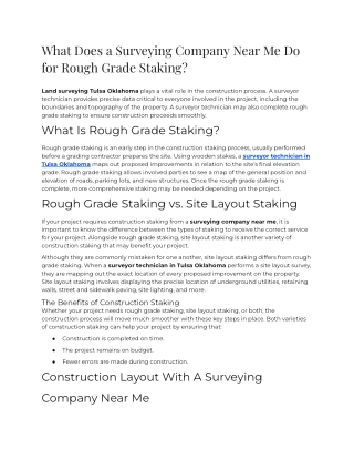 2023 - What Does A Surveying Company Near Me Do For Rough Grade Staking